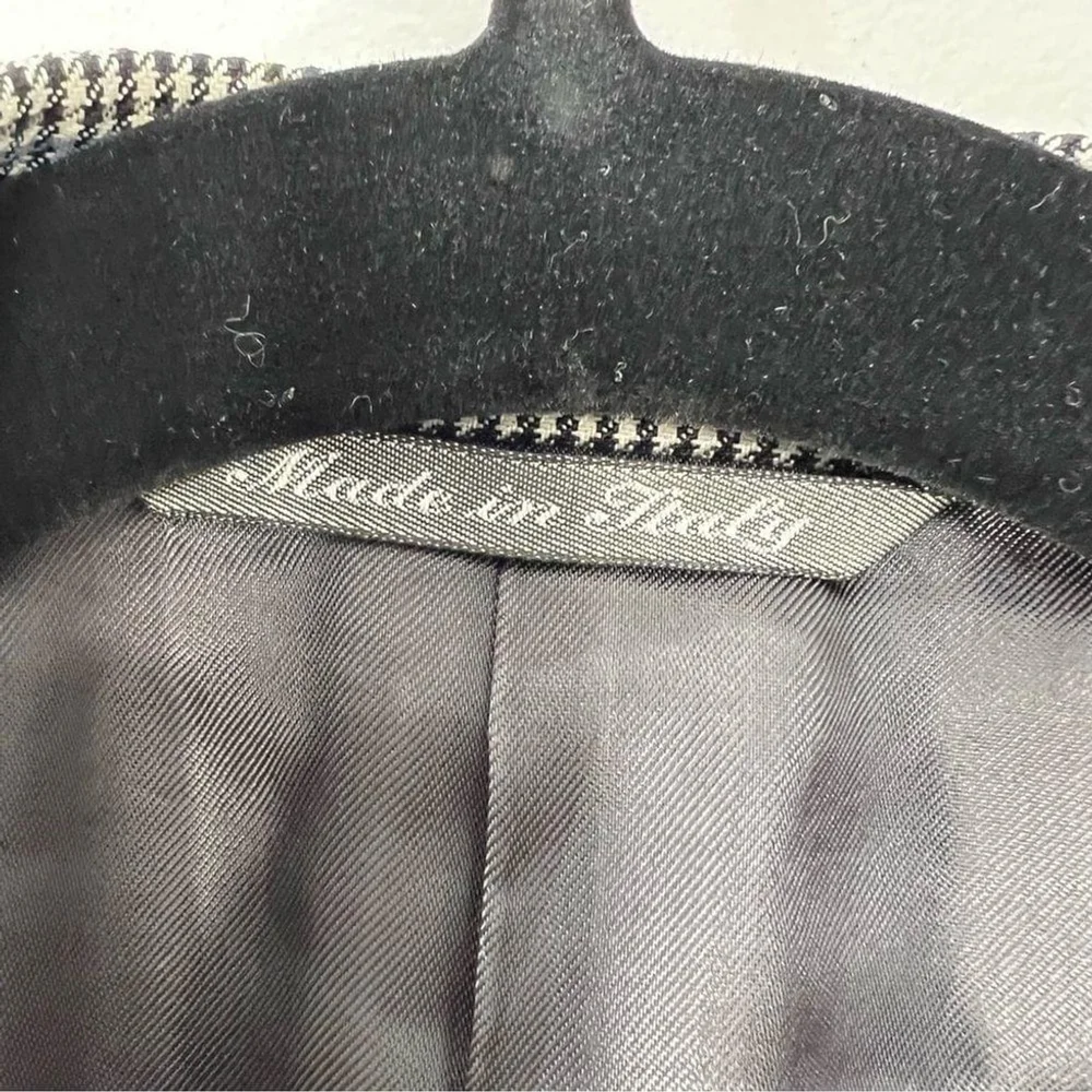 Harry Rosen Italian pure wool black white check plaid preppy jacket blazer IT 50